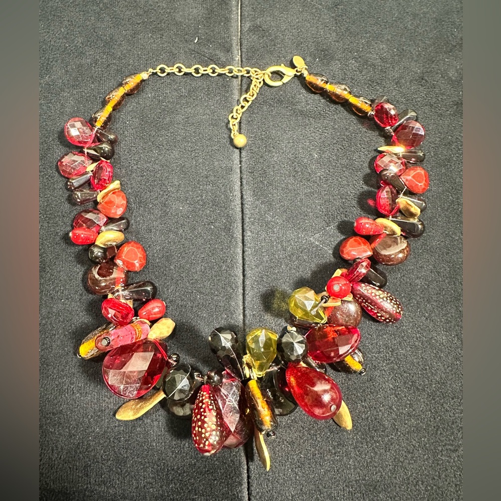 Chico’s Faceted Ruby Red Glass Statement Runway N… - image 2